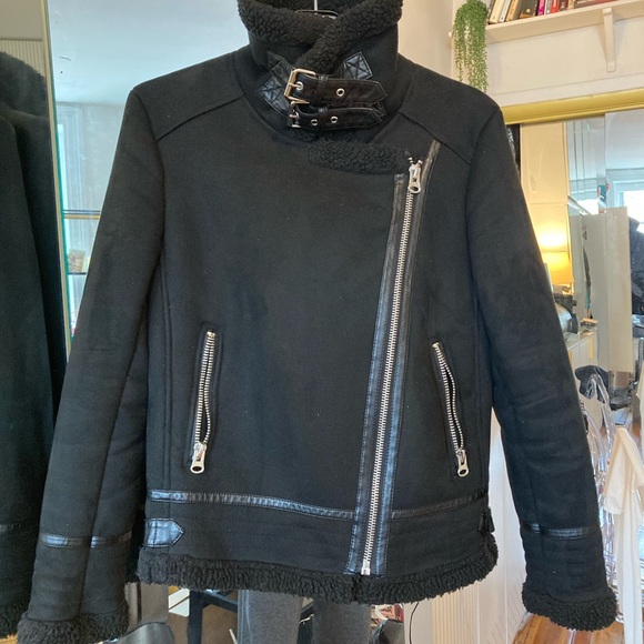 Zara Women's Black Faux Shearling Jacket - Picture 3 of 7